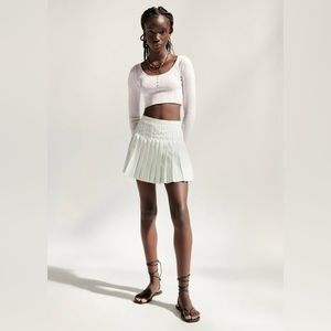 Zara Sage green and white gingham pleated skort